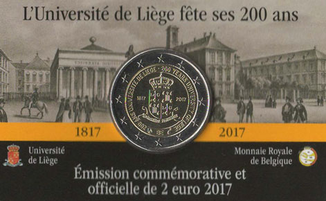 2 Euro Gedenkmnze Belgien 2017 Coincard