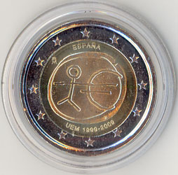 2 Euro Gedenkmnze Spanien 10 Jahre Euro 2009