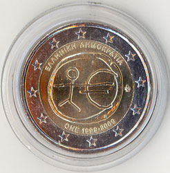2 Euro Gedenkmnze Griechenland 10 Jahre Euro 2009
