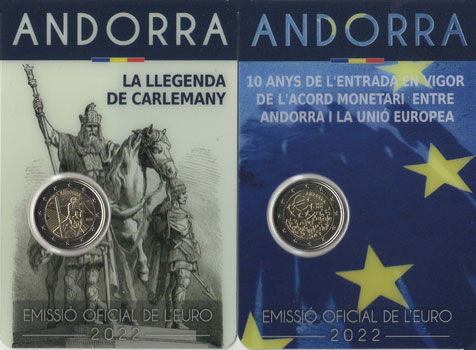 Sonderangebot: 2 x 2 Euro Gedenkmünzen Andorra 2022