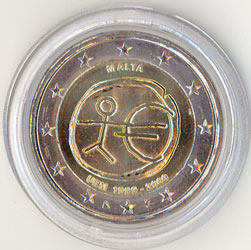 2 Euro Gedenkmnze Malta 10 Jahre Euro 2009